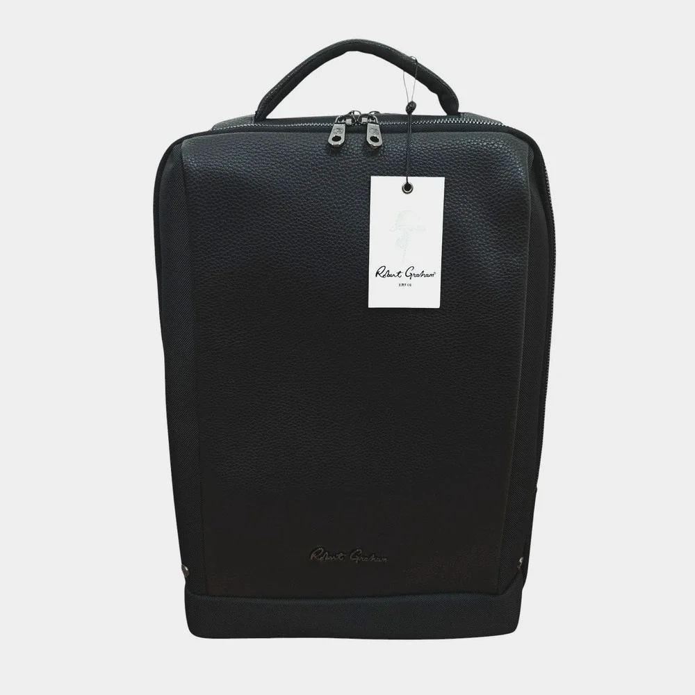 Robert Graham Backpack Solid Black Travel Commuting Padded Laptop Pocket NWT